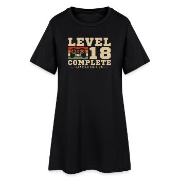 Stufe 18 – Komplettes Geburtstagsgeschenk für 18 Jahre - Frauen T-Shirt-Kleid - Schwarz - Vorne