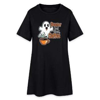 Spooky Ghost mit Kaffee Humor - Frauen T-Shirt-Kleid - Schwarz - Vorne