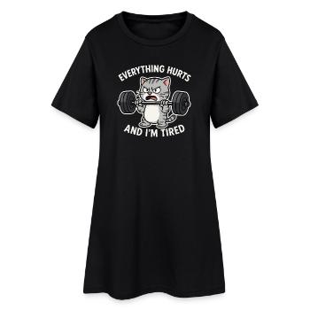 Chat en colère soulevant la barre Illustration - Robe T-shirt Femme - noir - Devant
