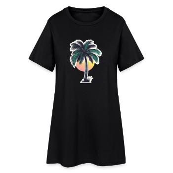 Palme - Frauen T-Shirt-Kleid - Schwarz - Vorne