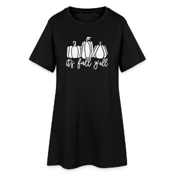 Autumn pumpkins with charming text motif - Women’s T-Shirt Dress - black - Front
