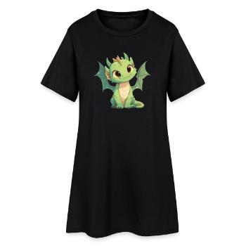 Drachen Drache - Frauen T-Shirt-Kleid - Schwarz - Vorne