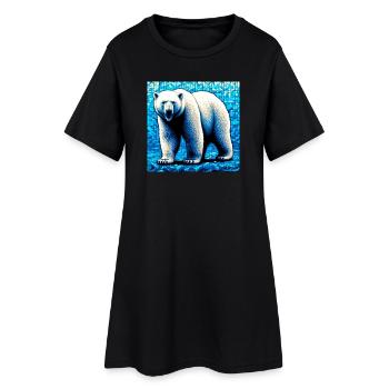 ours blanc - Robe T-shirt Femme - noir - Devant