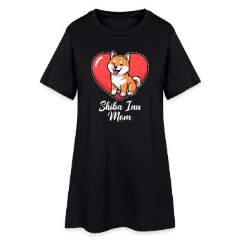 Shiba Inu Maman avec Cœur – Maman Chien Cadeau - Robe T-shirt Femme - noir - Devant
