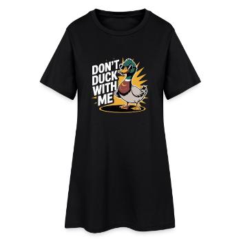 Humorous Duck Illustration with Sunglasses - Women’s T-Shirt Dress - black - Front