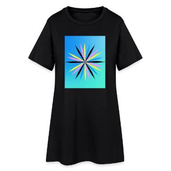 Vibrant Geometric Starburst Design - Women’s T-Shirt Dress - black - Front