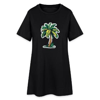 Palme - Frauen T-Shirt-Kleid - Schwarz - Vorne