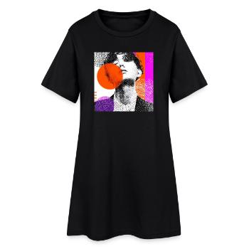 Portrait Pop Art Abstrait Enveloppant - Robe T-shirt Femme - noir - Devant