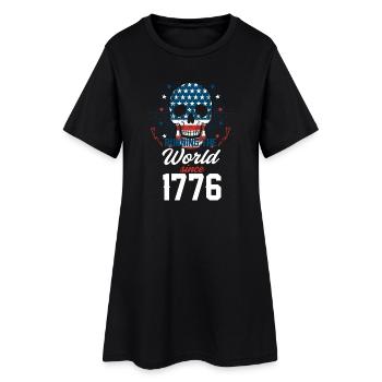 Crâne avec drapeau américain et histoire - Robe T-shirt Femme - noir - Devant