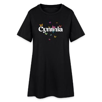 Beau prénom de fille avec des papillons CYNTHIA - Robe T-shirt Femme - noir - Devant