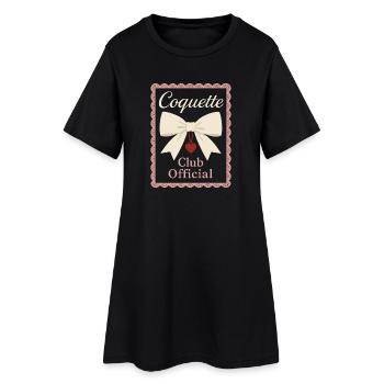 Coquette Aesthetic Bow Pattern Girly Pastel - Women’s T-Shirt Dress - black - Front