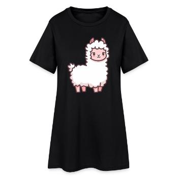 Dessin animé mignon de lama - Robe T-shirt Femme - noir - Devant