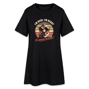 Je suis là, prêt, ça s'intensifie, Eh Chicken Party Retro - Robe T-shirt Femme - noir - Devant
