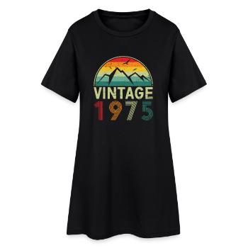 Motif de coucher de soleil de montagne vintage - Robe T-shirt Femme - noir - Devant