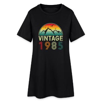 Motif de coucher de soleil de montagne vintage - Robe T-shirt Femme - noir - Devant