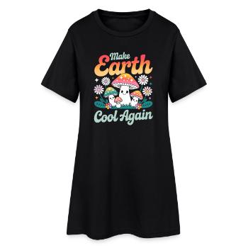 Rafraîchir à nouveau la terre Champignons Kawaii - Robe T-shirt Femme - noir - Devant