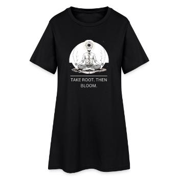 Root Meditation Flower Mandala - Women’s T-Shirt Dress - black - Front