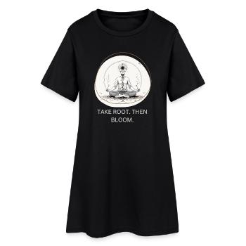 Méditation des fleurs avec connexion des racines - Robe T-shirt Femme - noir - Devant