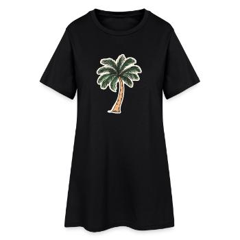 Palme - Frauen T-Shirt-Kleid - Schwarz - Vorne