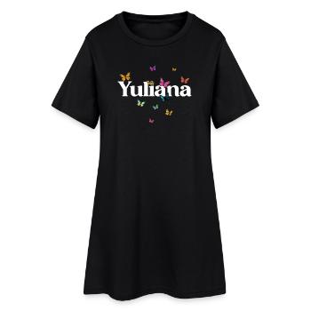 Beautiful girl's name with butterflies YULIANA - Women’s T-Shirt Dress - black - Front