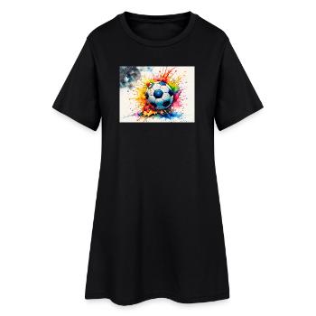 Explosiver Aquarell-Fußball - Frauen T-Shirt-Kleid - Schwarz - Vorne