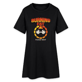 Fettverbrennung Bitte warten – Funny Gym & Fitness Moti - Frauen T-Shirt-Kleid - Schwarz - Vorne
