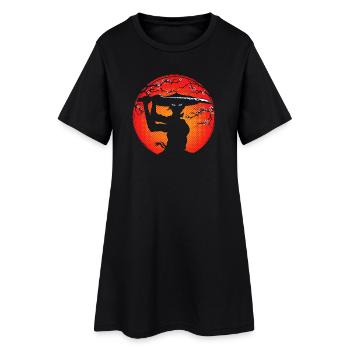 Fille Samouraï et fleurs de cerisier - Robe T-shirt Femme - noir - Devant
