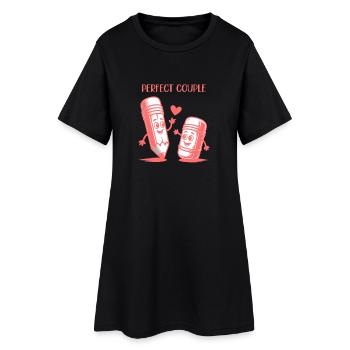 Dessin au crayon et à la gomme d'un couple parfait - Robe T-shirt Femme - noir - Devant