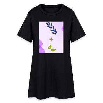Design minimaliste de feuilles inspiré de la nature - Robe T-shirt Femme - noir - Devant