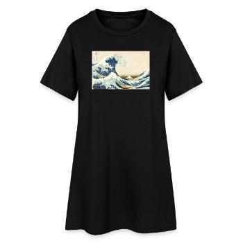 Peinture Ukiyo-e Wave avec Bergen Waves Japon - Robe T-shirt Femme - noir - Devant