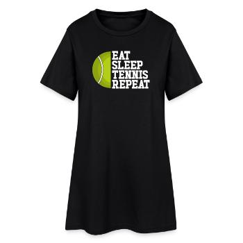 Manger, dormir, tennis, répéter le tennis - Robe T-shirt Femme - noir - Devant