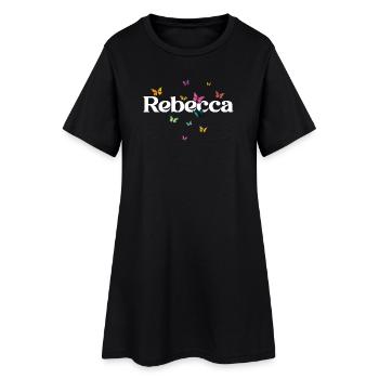Beau prénom de fille avec des papillons REBECCA - Robe T-shirt Femme - noir - Devant