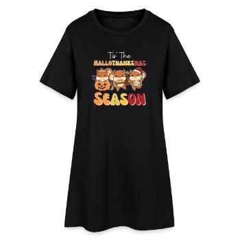 Tis' the Hallothanksmas Season Squirrel - Women’s T-Shirt Dress - black - Front