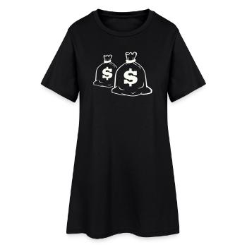 Sac d’argent motif design - Robe T-shirt Femme - noir - Devant