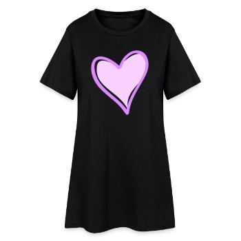 Cœur violet avec contour noir - Robe T-shirt Femme - noir - Devant