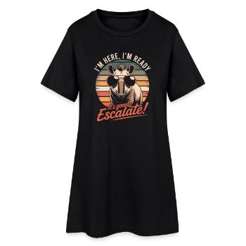 Retro Tapir I'm Here We Go It Escalates Anyway - Women’s T-Shirt Dress - black - Front