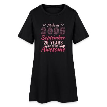 September 2005 2005 20-jähriges Jubiläum der Frauen - Frauen T-Shirt-Kleid - Schwarz - Vorne