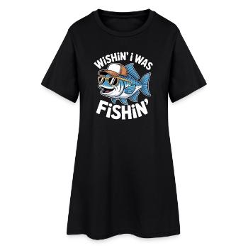 Poisson humoristique avec lunettes de soleil et casquette - Robe T-shirt Femme - noir - Devant