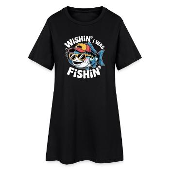 Sports nautiques Drôle Poisson Design Pêcheur Pêcheur - Robe T-shirt Femme - noir - Devant