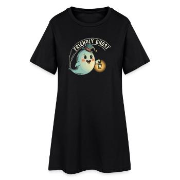 Freundlicher Geist mit Laterne - Frauen T-Shirt-Kleid - Schwarz - Vorne