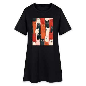 Illustration de chats colorés - Robe T-shirt Femme - noir - Devant
