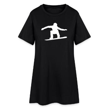 Silhouette de snowboarder Sport d’hiver Neige - Robe T-shirt Femme - noir - Devant