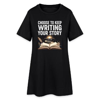 Coucher de soleil inspirant et conception à livre ouvert - Robe T-shirt Femme - noir - Devant