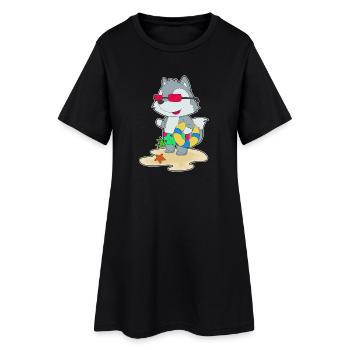 Wolf Strand Swim Ring Summer - Women’s T-Shirt Dress - black - Front