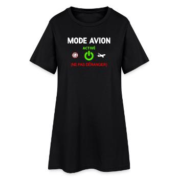 Design Mode Flugzeug Aktivierung Spaß - Frauen T-Shirt-Kleid - Schwarz - Vorne