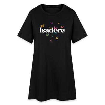 Beautiful girl name with butterflies ISADORE - Women’s T-Shirt Dress - black - Front