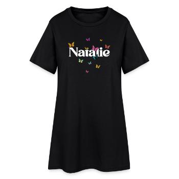 Beau prénom de fille avec des papillons NATALIE - Robe T-shirt Femme - noir - Devant
