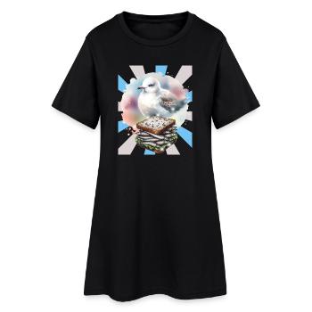 Illustration d'un sandwich au poisson et à la mouette - Robe T-shirt Femme - noir - Devant