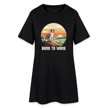 Border Collie né pour travailler, propriétaire rétro de chiens - Robe T-shirt Femme - noir - Devant