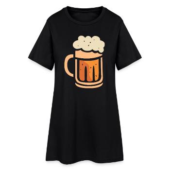Beer Mug with Foam – Funny Cartoon Design - Women’s T-Shirt Dress - black - Front